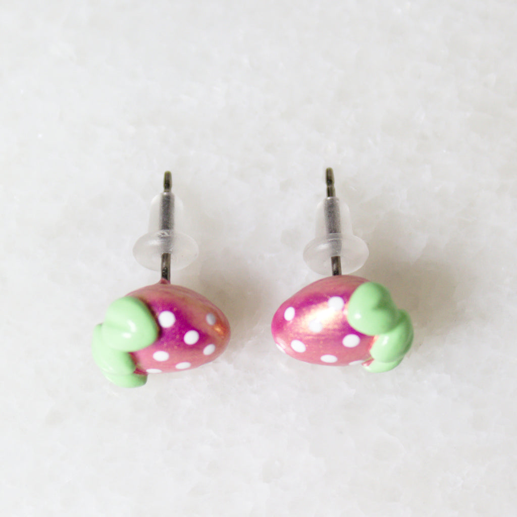 Pink Gold Strawberry Earrings