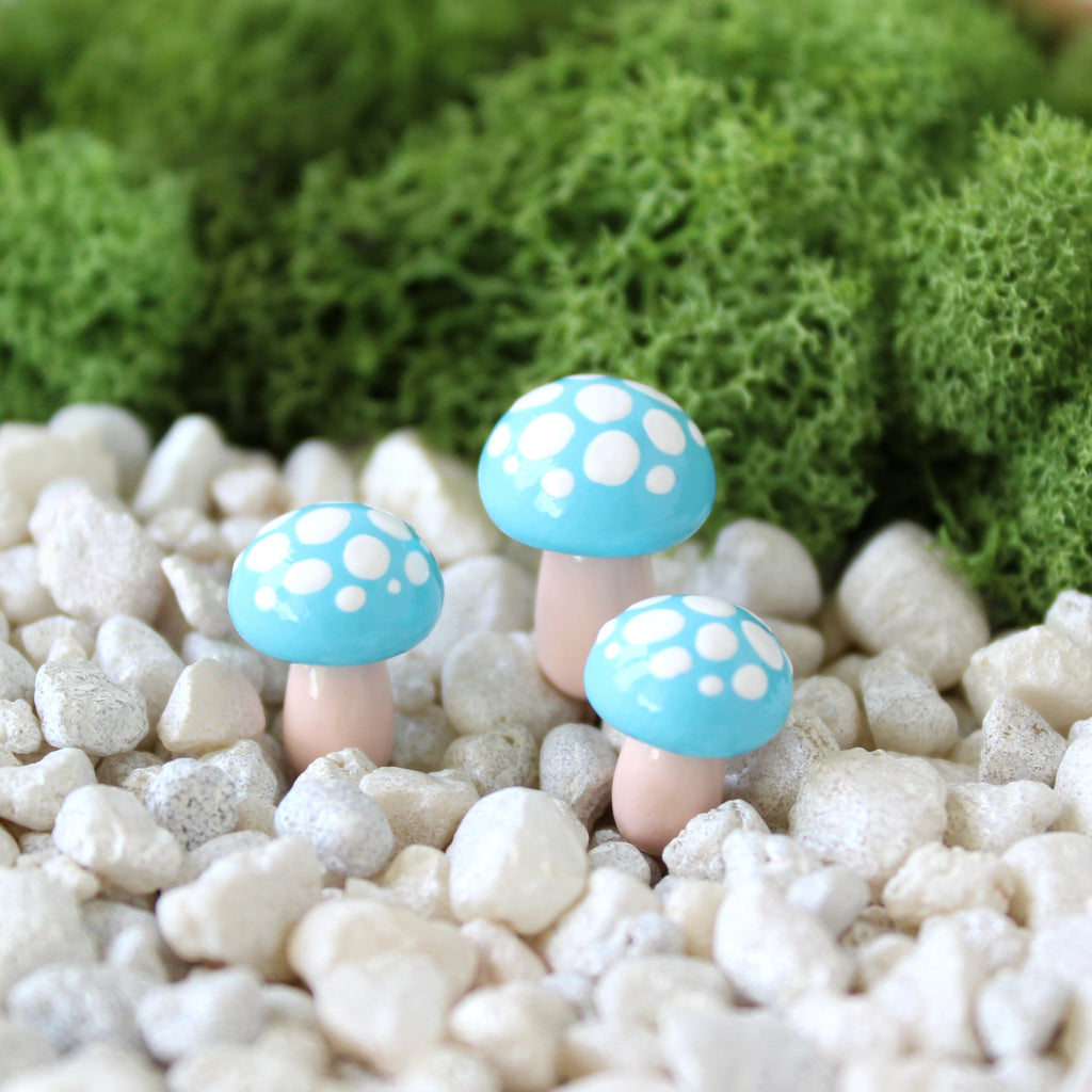 Turquoise Toadstools (Set of 4)